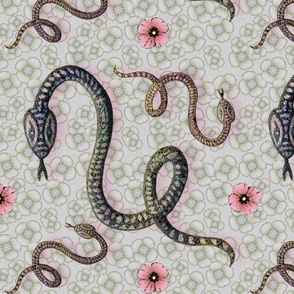 Snake year with flowers, second version
