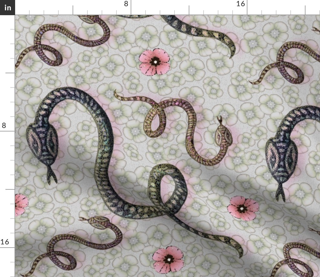 Snake year with flowers, second version