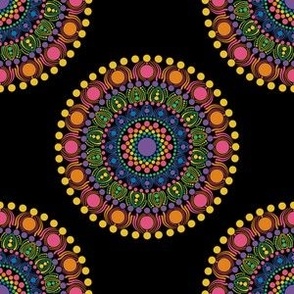 6” Maximalist Rainbow Mardigras Polka Dot Mandala - Small
