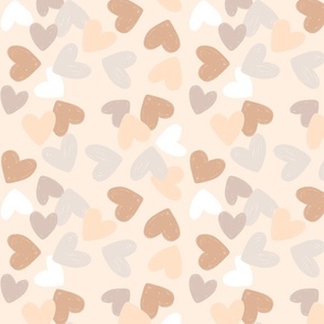 Neutral textured tonal beige hearts