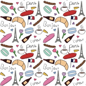 Paris Pattern on White Background - Small