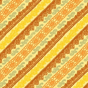 Lace Diagonal Stripes (12") - yellow, orange, green  (ST2023LD)