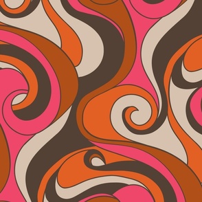 Wavy swirl in pink-orange