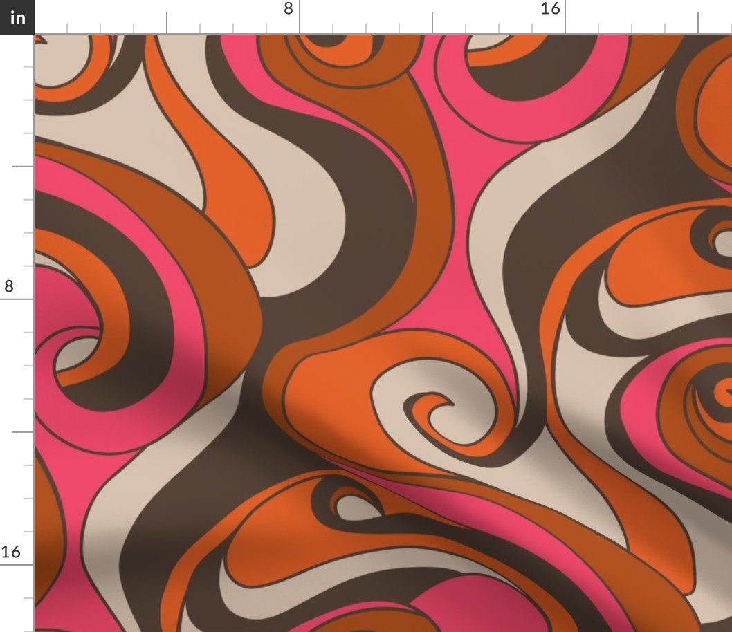 Wavy swirl in pink-orange