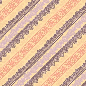 Lace Diagonal Stripes (12") - yellow, pink, purple (ST2023LD)