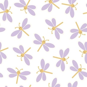 (M) Sweet Butterflies - Lavender and Yellow Lilac Pastel Colors Winged Insects Kids Nursery Wallpaper Sweet Animals Whimsical