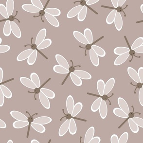 (M) Sweet Butterflies - Dusty Rose - Pale Mauve Earth Tones Neutral Colors Monochromatic Brown Winged Insects Kids Nursery Wallpaper Sweet Animals Whimsical