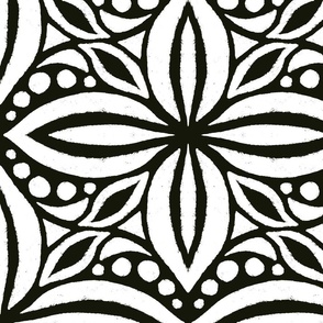 L - Geometric Floral - Texture - Black and White