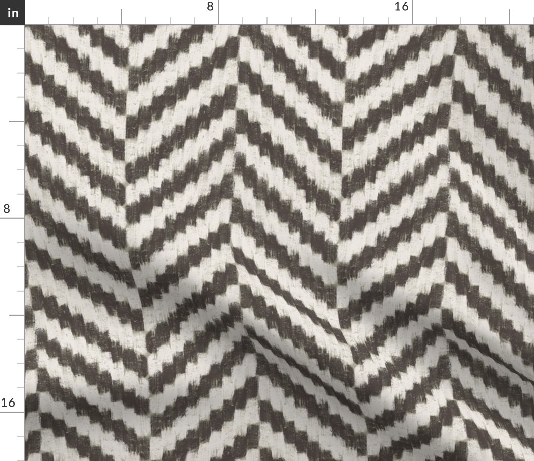 textured chevron / herringbone - black and white (large scale)