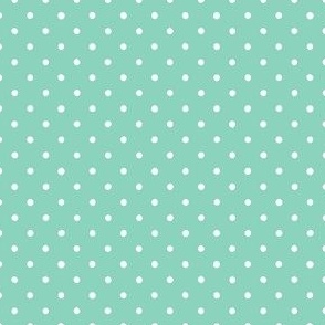 (S) White polka dot spots on Mint Green