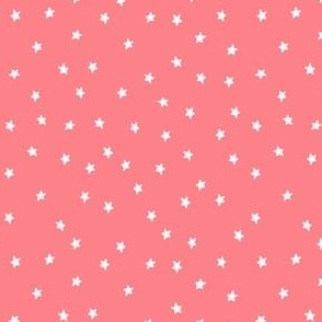 (S) Minimal White Stars on Coral Pink