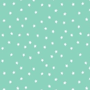 (S) Minimal White Stars on Mint Green Teal 