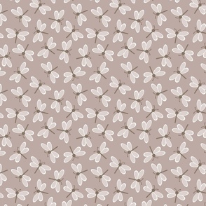 (S) Sweet Butterflies - Dusty Rose - Pale Mauve Earth Tones Neutral Colors Monochromatic Brown Winged Insects Kids Nursery Wallpaper Sweet Animals Whimsical