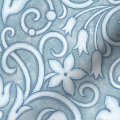 Relief plaster damask flowers - textured wallpaper