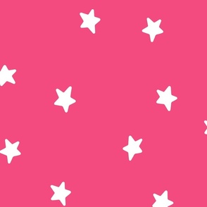 (L) Minimal White Stars on Bright Pink 