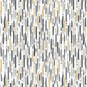 Abstract Lines and Stripes in Grey Green and Gold on White - Medium