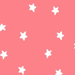 (L) Minimal White Stars on Coral Pink 
