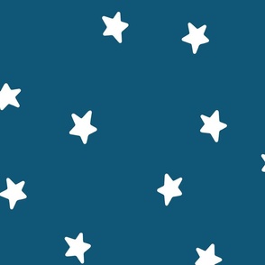 (L) Minimal White Stars on Blue