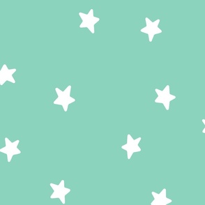 (L) Minimal White Stars on Mint Green 