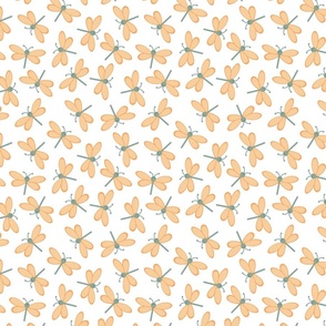 (S) Sweet Butterflies - Orange and Sage Green Winged Insects Kids Nursery Wallpaper Baby Apparel Sweet Animals Whimsical