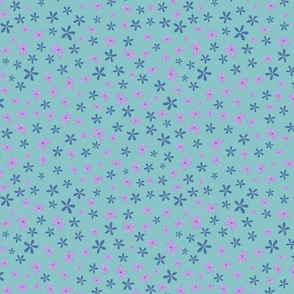 Ditsy Floral print blue and purple