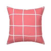 (L) Modern Freehand Plaid on Coral Pink
