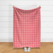 (L) Modern Freehand Plaid on Coral Pink