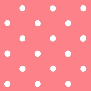 (L) White polka dot spots on Coral Pink 