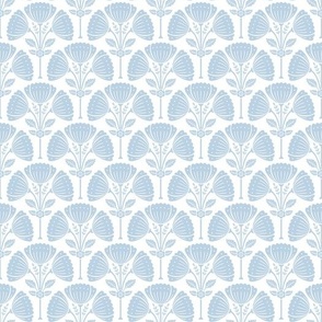 Block Print Flower Bouquet - Air Blue / White 1 SMALL