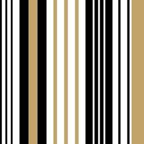 Varied Vertical Stripes // Camel Brown, Black and White // Medium Scale - 600 DPI