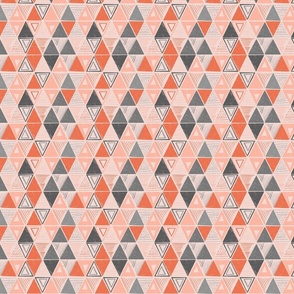 Triangles, stripes, lines and polka dots - pink - orange - gray - blue | Small Version | Colorful Geometric print