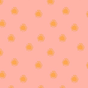 Boho Suns - yellow - pink | Large Version | Bohemian Sunshine ditsy print