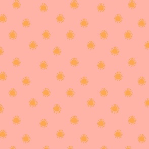 Boho Suns - yellow - pink | Medium Version | Bohemian Sunshine ditsy print