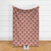 258 - large scale textured tonal Lakeside Reed, in art deco style in plum mauve and neutral warm ran for wallpaper, duvet cover, curtains, and soft furnishings