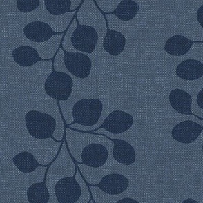 Trailing Botanical (large), denim blue and indigo {linen texture}