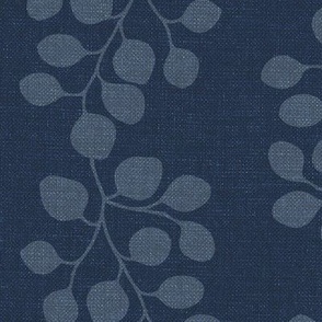 Trailing Botanical (large), indigo and denim blue {linen texture}