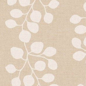 Trailing Botanical (large), sand and warm white {linen texture}