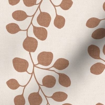 Trailing Botanical (large), warm white and terracotta {linen texture}