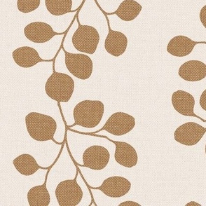 Trailing Botanical (large), warm white and ochre yellow {linen texture}