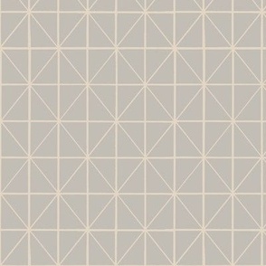 Windowpane checker with diagonal crossing - hand drawn lines swan light beige on moonstruck gray