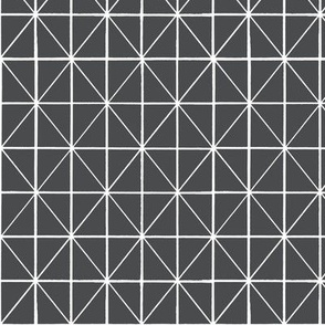 Windowpane checker with diagonal crossing - hand drawn lines white on dark shadow gray