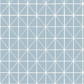 Windowpane checker with diagonal crossing - hand drawn lines white on light blue gray