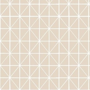Windowpane checker with diagonal crossing - hand drawn lines white on swan light beige