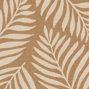 Leafy Botanical (large), ochre yellow and sand {linen texture}