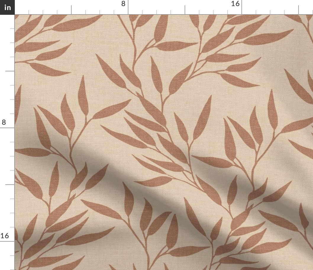 Bamboo Botanical (large), sand and terracotta {linen texture}