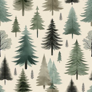 Evergreen Forest In Silver