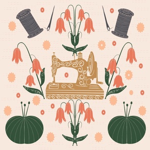 Vintage Floral Sew & Craft: Bright Linocut Inspiration, Large