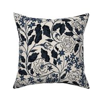 Vintage climbing roses vines blue with navy large