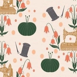 Vintage Floral Sew & Craft: Bright Linocut Inspiration, Small