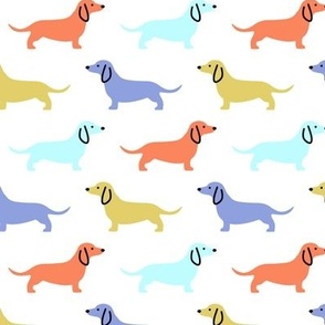 Colorful Dachshund's on white